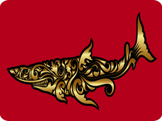 Poster - Golden shark ornament