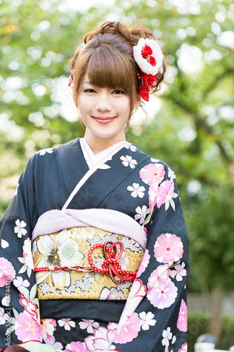 Beautiful japanese kimono woman Stock Photo | Adobe Stock