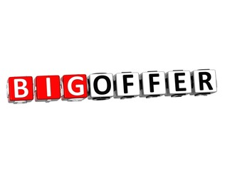 Sticker - 3D Big Offer Button Click Here Block Text