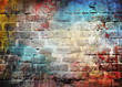 © Avantgarde - Graffiti brick wall, colorful background
