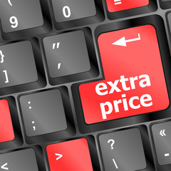 Poster - extra price word key or keyboard, discount concept