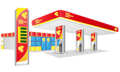 Wall Mural - car petrol station vector illustration