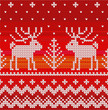 Red sweater with deer, seamless pattern