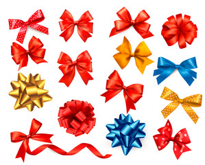 Poster - Big set of colour gift bows with ribbons. Vector