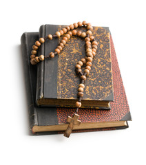 Canvas Print - holy bible and rosary beads