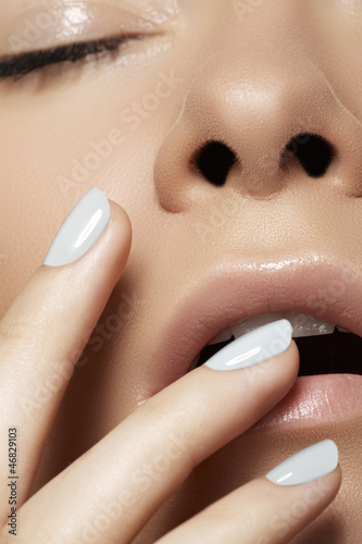 Fotografie, Obraz Model with natural skincare beauty, clean soft skin, manicure