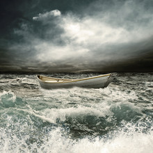 Row Boat In Thunderstorm