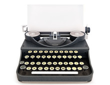 Retro Vintage Typewriter With Paper, Room For Text