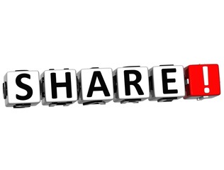 Poster - 3D Share Button Click Here Block Text