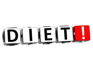 Poster - 3D Diet Button Click Here Block Text