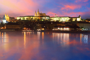 Poster - Prague Castle from river at sunrise - Czech republic