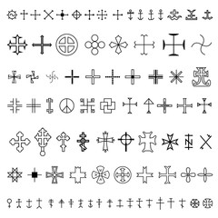 set of religious crosses. vector illustration