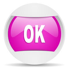 Aufkleber - ok round violet web icon on white background