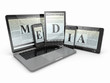 Media. Laptop, phone and tablet pc. Electronic devices.