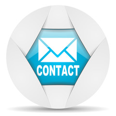 Poster - contact round blue web icon on white background