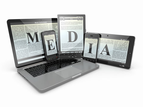 media. laptop, phone and tablet pc. electronic devices.