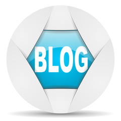 Poster - blog round blue web icon on white background