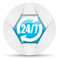 Aufkleber - 24/7 service round blue web icon on white background