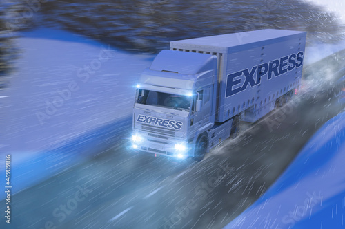 Foto-Doppelrollo - Winter Express Lieferung durch Eis und Schnee 3D (von Gunnar Assmy)