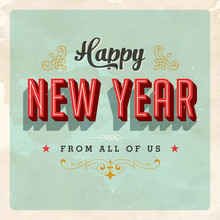 Vintage New Year Card - Grunge Effects Can Be Easily Removed