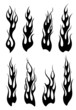 Set of black tribal flames