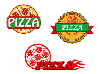 Canvas Print - Tasty pizza banners and emblems