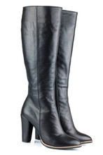 Black Leather Lady Boots