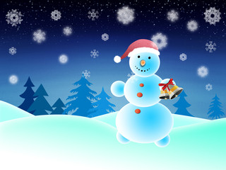 Canvas Print - Cute snowman