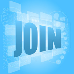 Poster - join words on digital screen, business concept