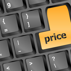 Poster - computer keyboard with word price button or key