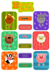  Animals from happy farm - simple cartoon icons.
