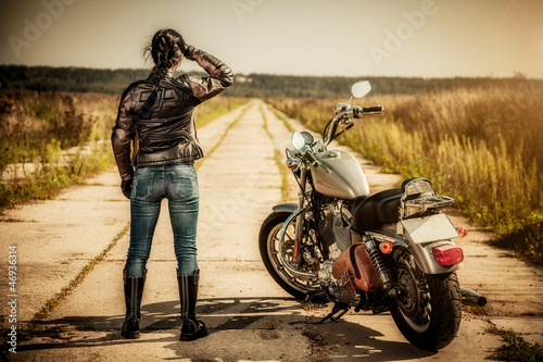 Fototapeta na wymiar Biker girl