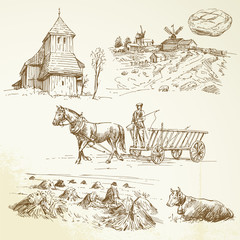 Sticker - rural landscape, farming, haying