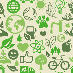 Aufkleber - green seamless pattern with ecology signs