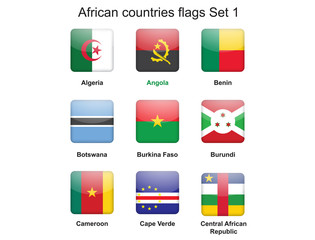 Wall Mural - buttons with african countries flags set 1