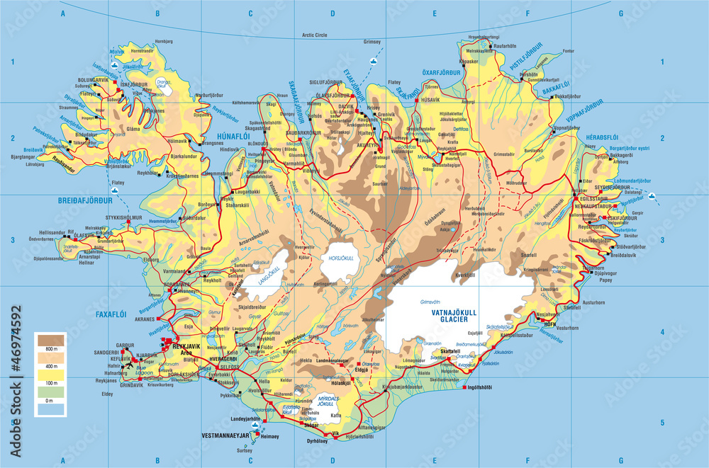 Iceland map - obrazy, fototapety, plakaty 