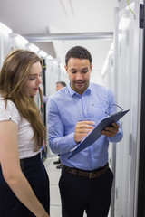 Poster - Technicians talking in data center