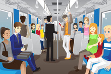 People In Subway Train