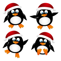 Wall Mural - Set of penguin Santa