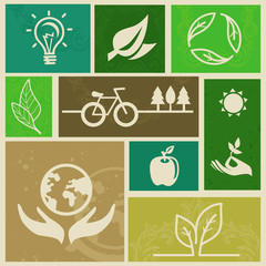 Aufkleber - Vector retro labels with ecology signs