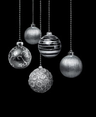 Wall Mural - silver christmas balls