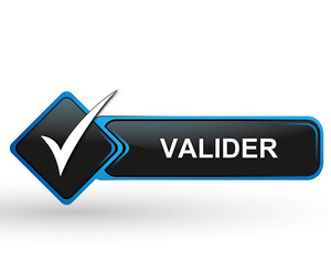 Poster - valider sur bouton web carré design bleu