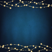 Xmas Blue Background With Gold Stars