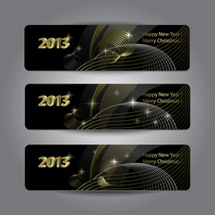 Wall Mural - Set of abstract vector New Year headers, banners