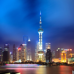 Poster - night shanghai skyline