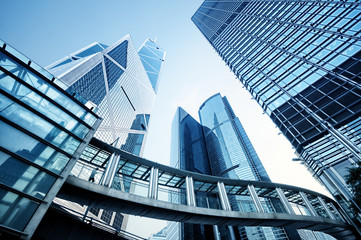 modern office buildings in hong kong.