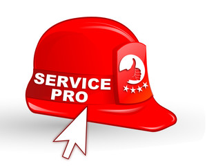 service pro sur casque de chantier rouge design