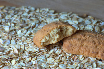 Wall Mural - barley flakes and golden walnuts