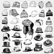 Collection of Hats Hand Drawn