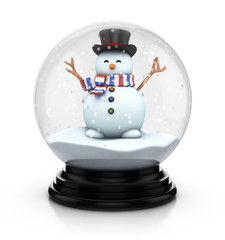 Poster - snowman in snow dome 3d illustration